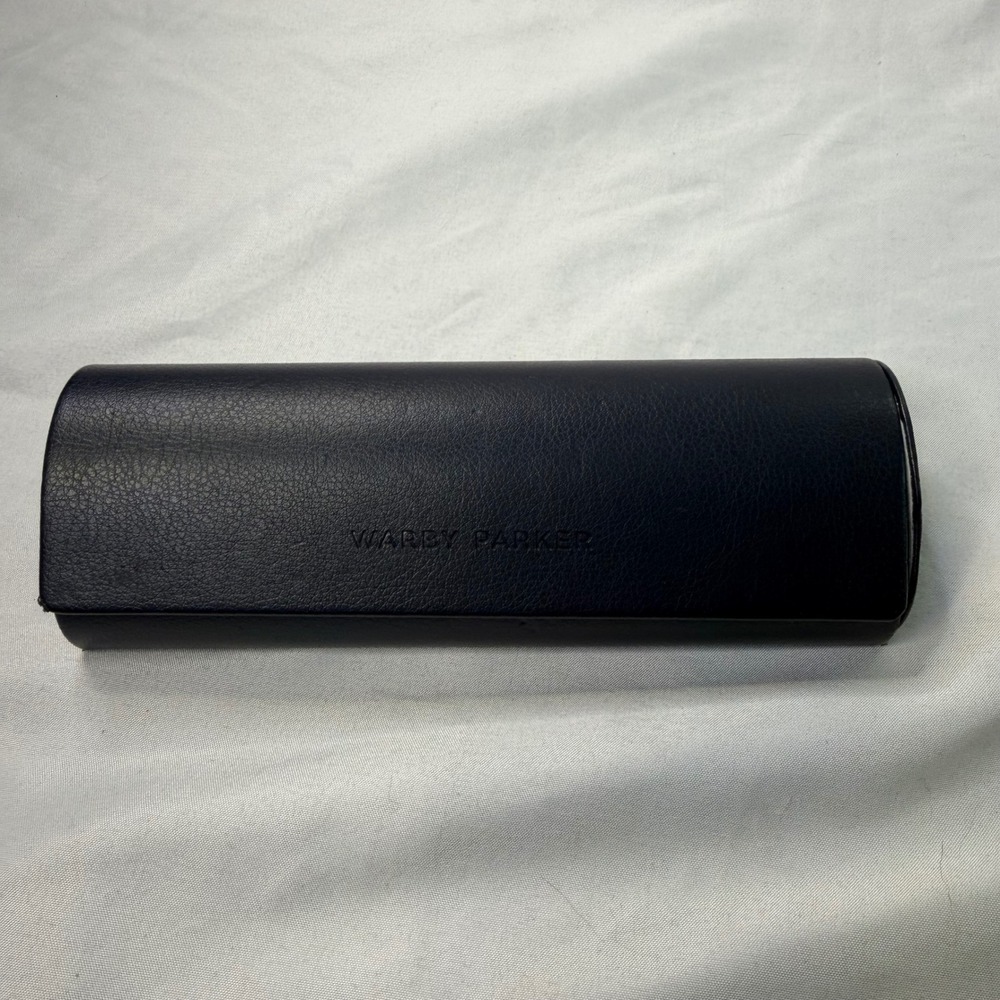 Warby Parker Navy Blue Hard Shell Eyeglass‎ Case with Cleaning Cloth